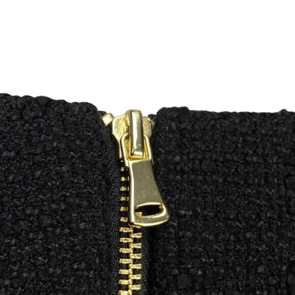 RIVER ISLAND Tweed Velvet Mini Skirt Sz 6 Gold Rear Zip - Picture 5 of 5